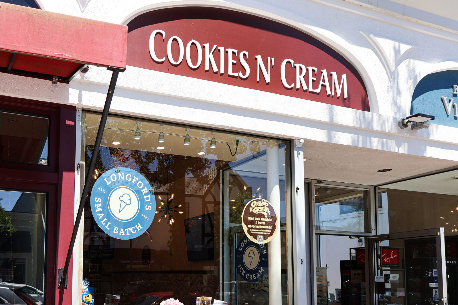 Cookies N' Cream storefront with Longford's Small Batch signage
